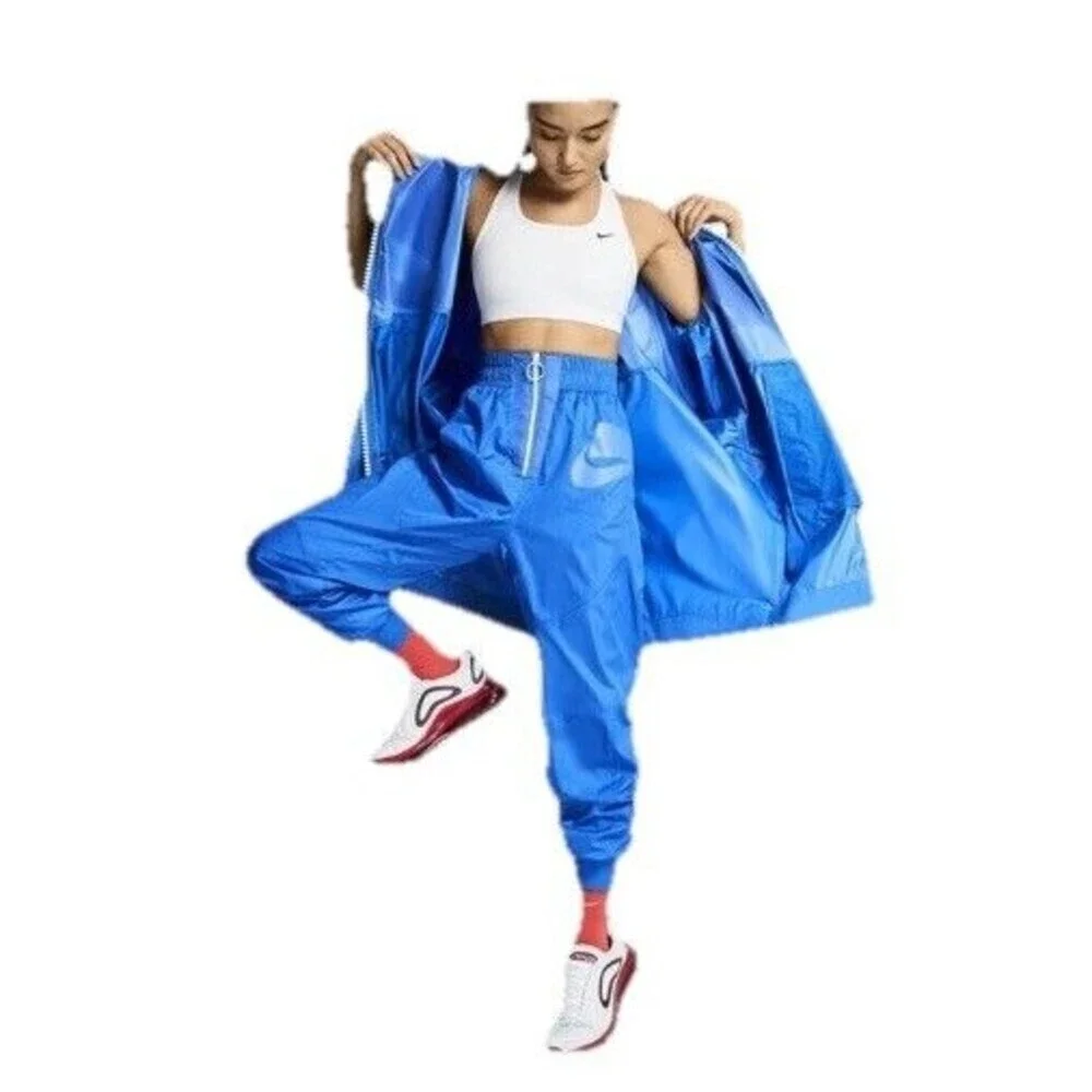 Nike Sportswear NSW Womens Woven Front Zip Jogger Track Pant XS Blue EUC